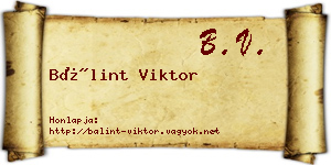 Bálint Viktor névjegykártya